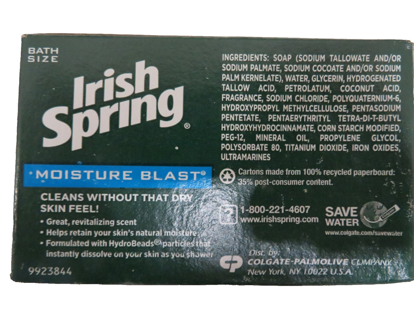 Irish Spring Icy Blast 7 Bars + 1 Moisture Blast Deodorant Bar Soap 3.7 oz ea