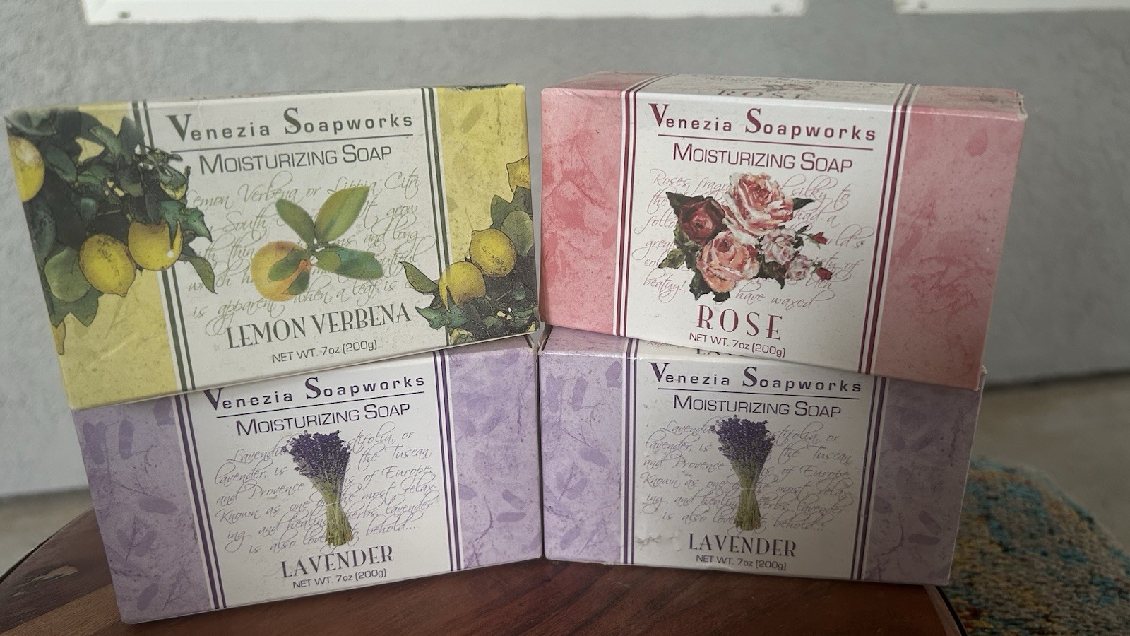 LOT (4) VENEZIA Soap works PURE VEGETABLE LEMON Verbena, Rose, Lavender Soap 7oz