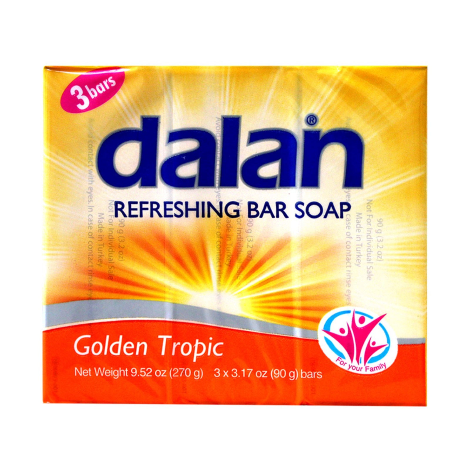 Dalan Antibacterial Refreshing Soap – Golden Tropic, 3 Bars x 3.17oz Each