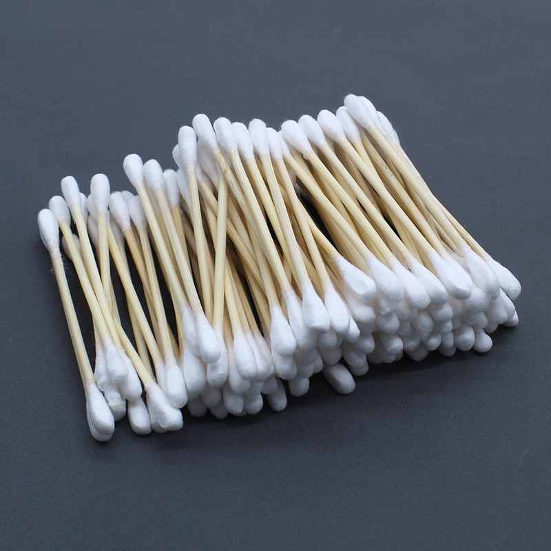 100pcs Wooden Handle Stick Cotton Swabs Buds Cleaning Tool Medical Makeup Beauty
