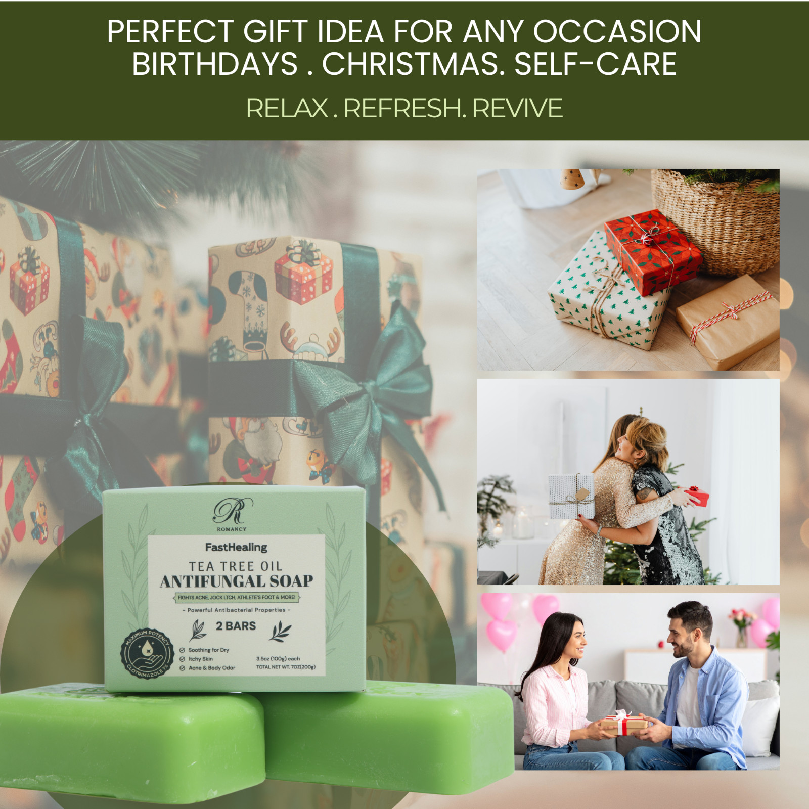 Tea Tree Antifungal Soap Bar 2 Pack – Face & Body Antibacterial Cleanser