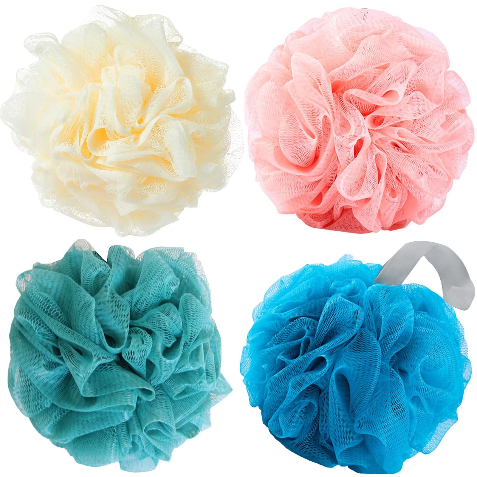 Luffa Loofah Sponge Shower Loofahs 50g 1 Count (Pack of 4), 4colors