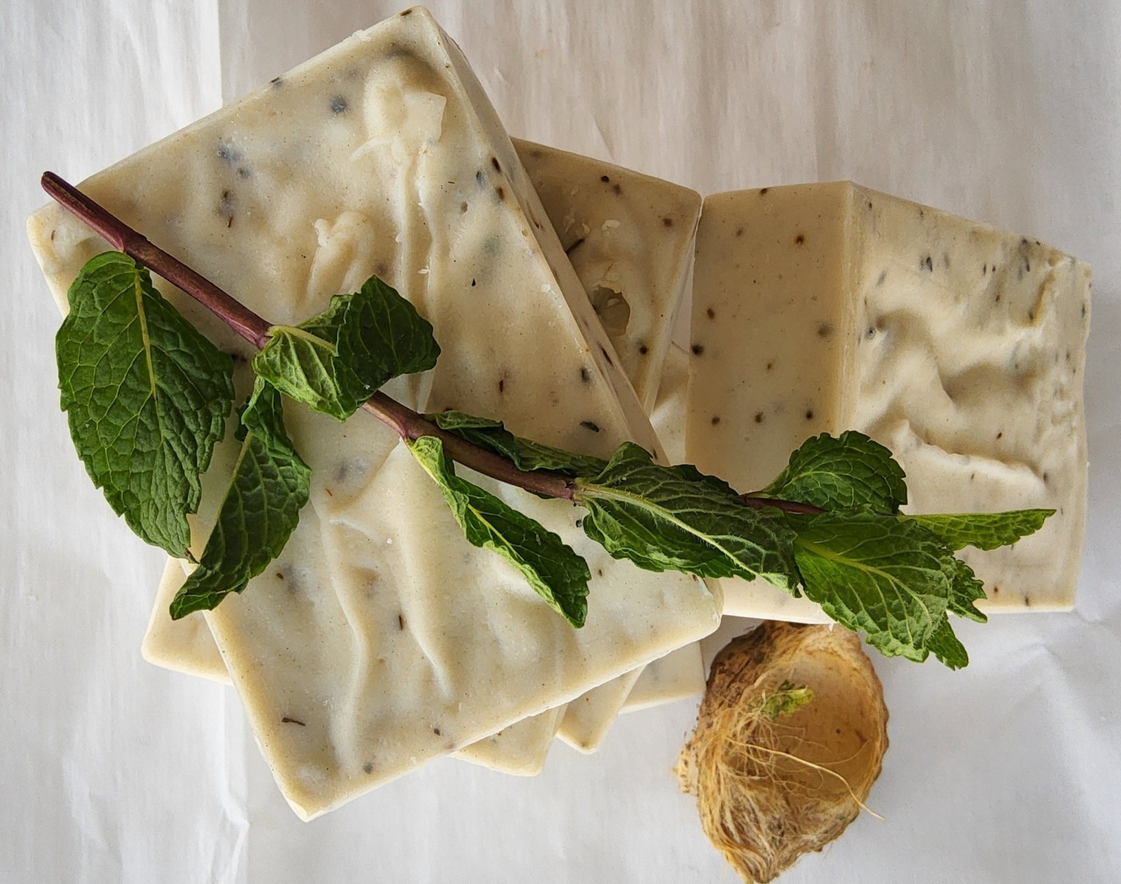 3 pcs Handmade Peppermint-Lavender-Bentonite Clay Natural Soap 3.5 oz each.