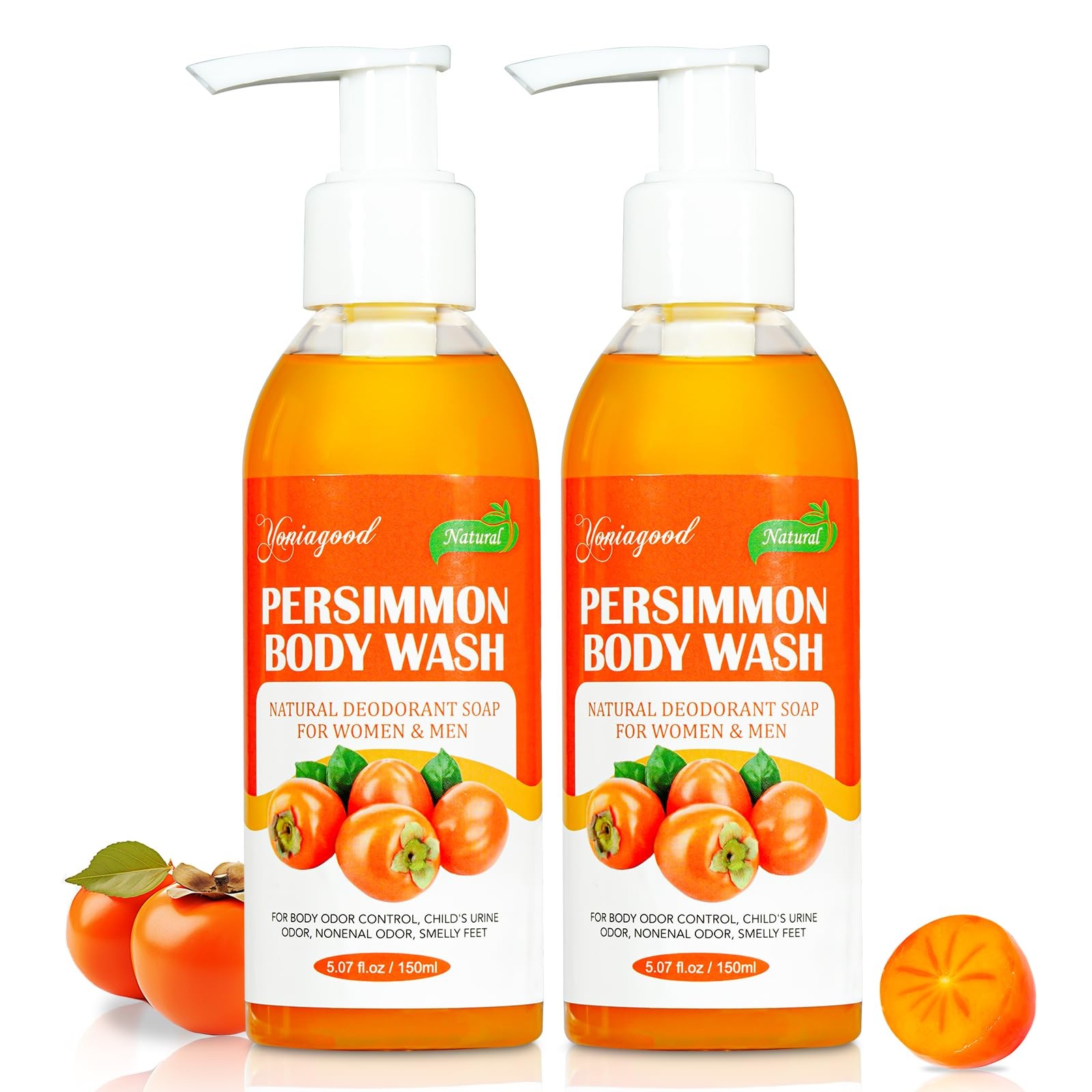 yoniagood 2 PCS Persimmon Body Wash for Strong Odor 5.07 Fl Oz (Pack of 2)