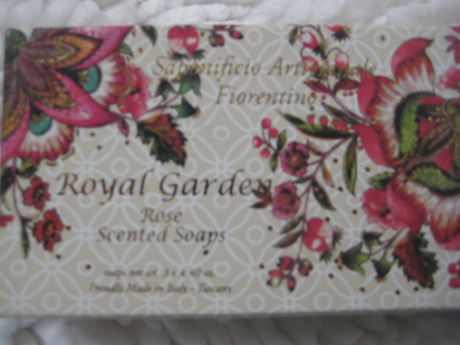 SAPONIFICIO ARTIGIANALE FIORENTINO Royal Garden SCENTED Soaps 3 x 4.40 oz