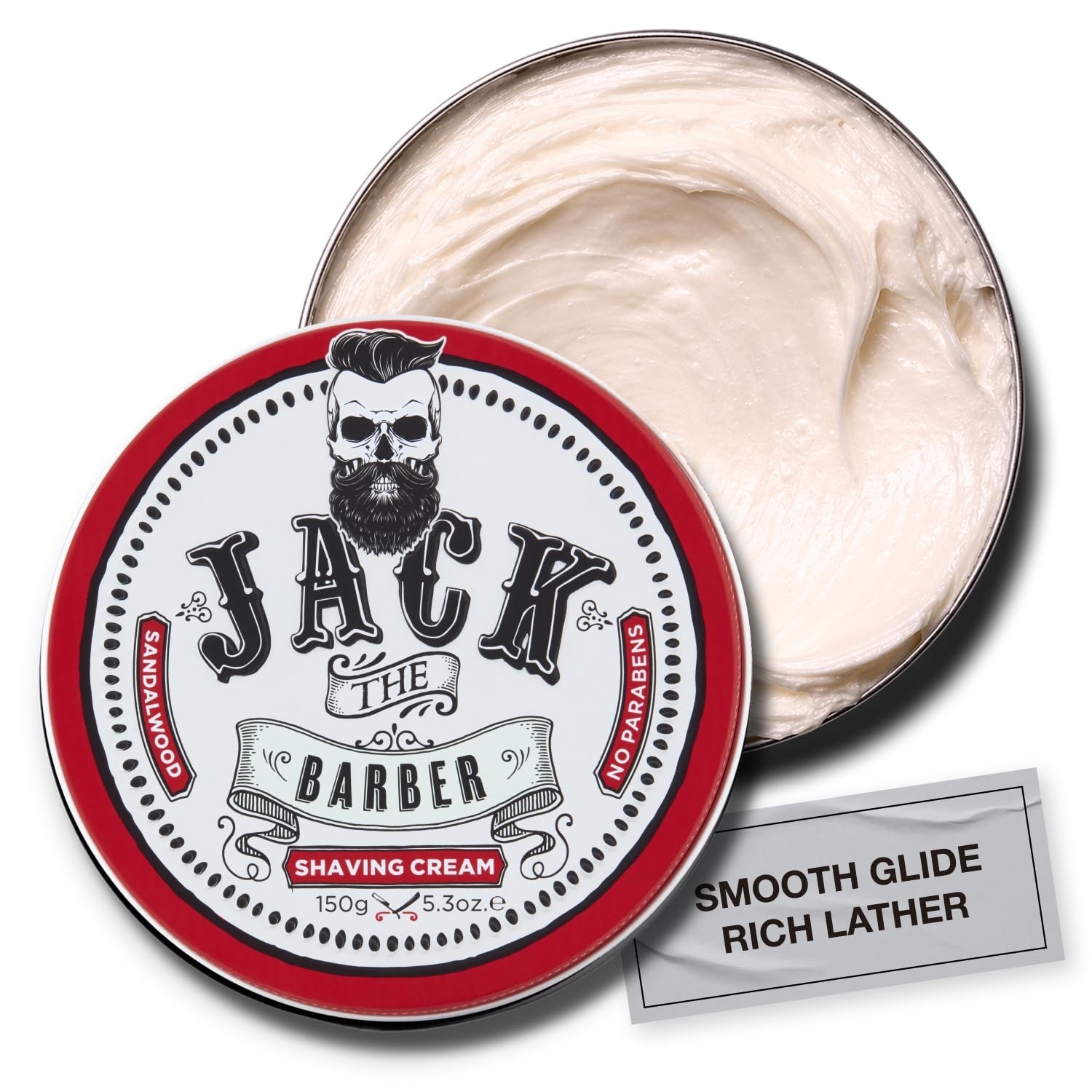 Jack the Barber Shaving Cream for Men, Sandalwood Scent,150g | Rich Lather, V…