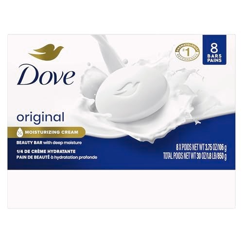 Dove Beauty Bar Soap Original 8 Count for Soft, 3.75 Ounce (Pack of 8), White