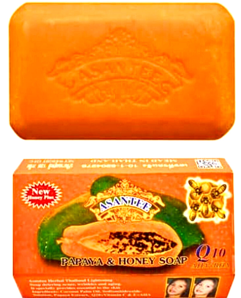 Asantee papaya soap honey herbal lightening thai extra bars face body 125g x 6