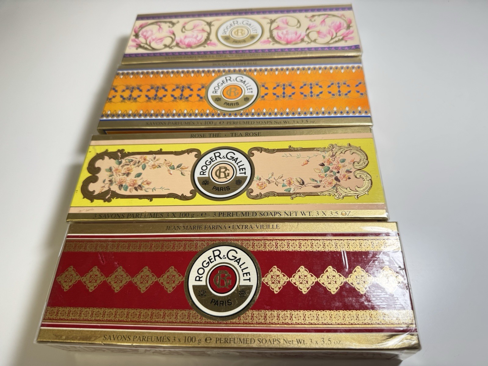 roger & gallet paris perfumed soaps 3 x 100 g/ 3.5 oz. made in france 4 x 3