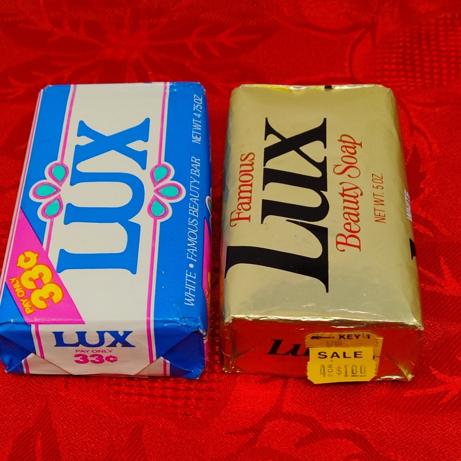 (2) Vintage 80s Lever Lux Famous Beauty Bar Soap 4.75 Oz Bars Prop NOS