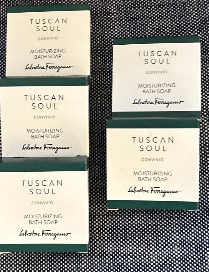 LOT of 5 ~Salvatore Ferragamo Tuscan Soul Convivio Boxed Bar Soap~ 1.8 oz. / 50g