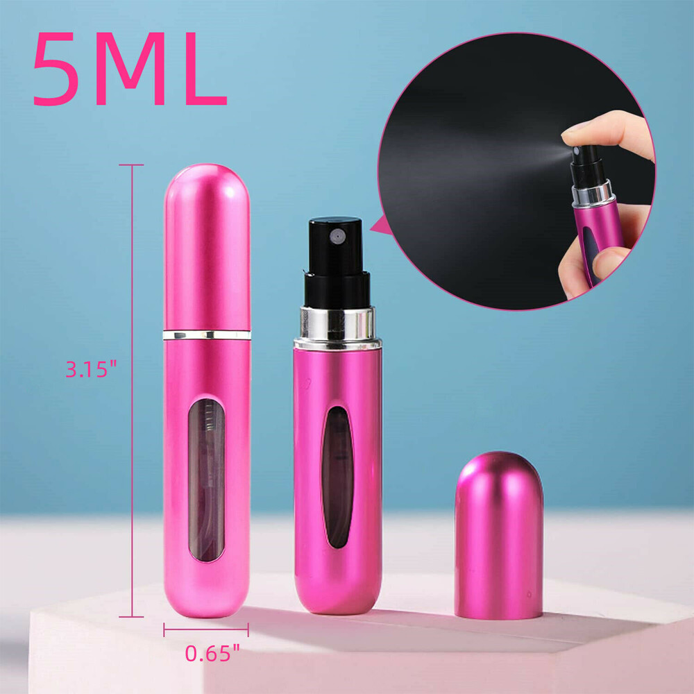 5Pcs Mini Travel Perfume Atomizer Bottle Spray Pump Case Refillable Portable
