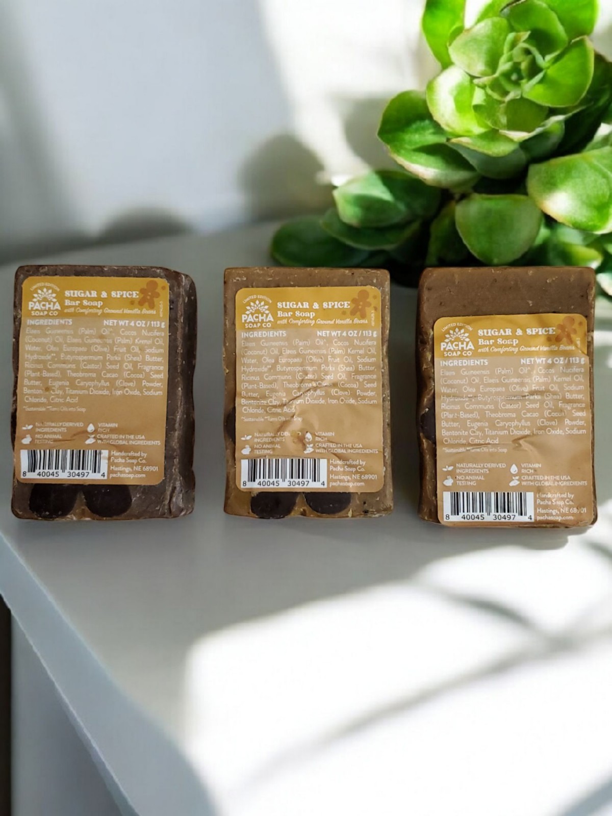 (3) Pacha Bar Soap Limited Edition Sugar & Spice w/ Comforting Vanilla Bean NEW