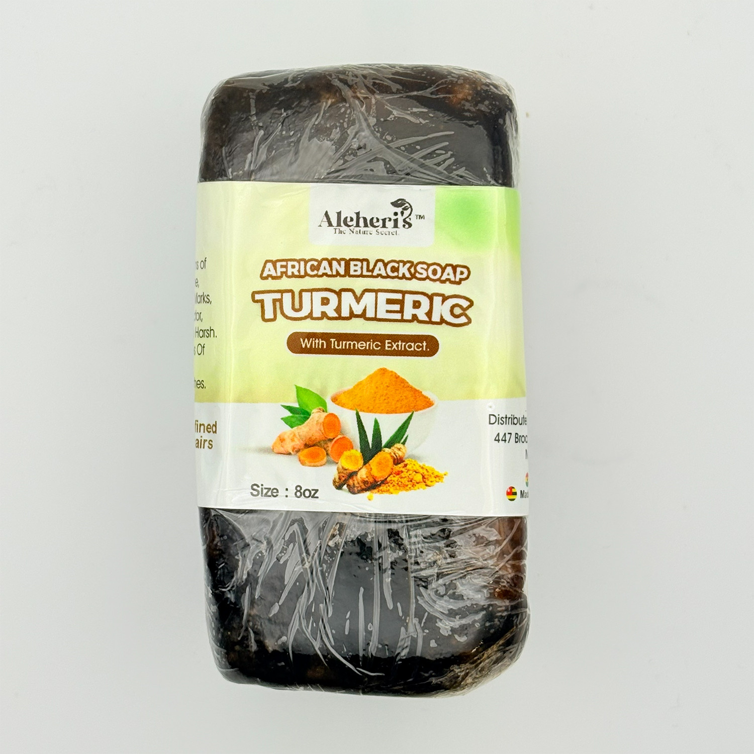 Aleheri’s 100% Pure Unrefined African Black Soap Turmeric (8oz/16oz)