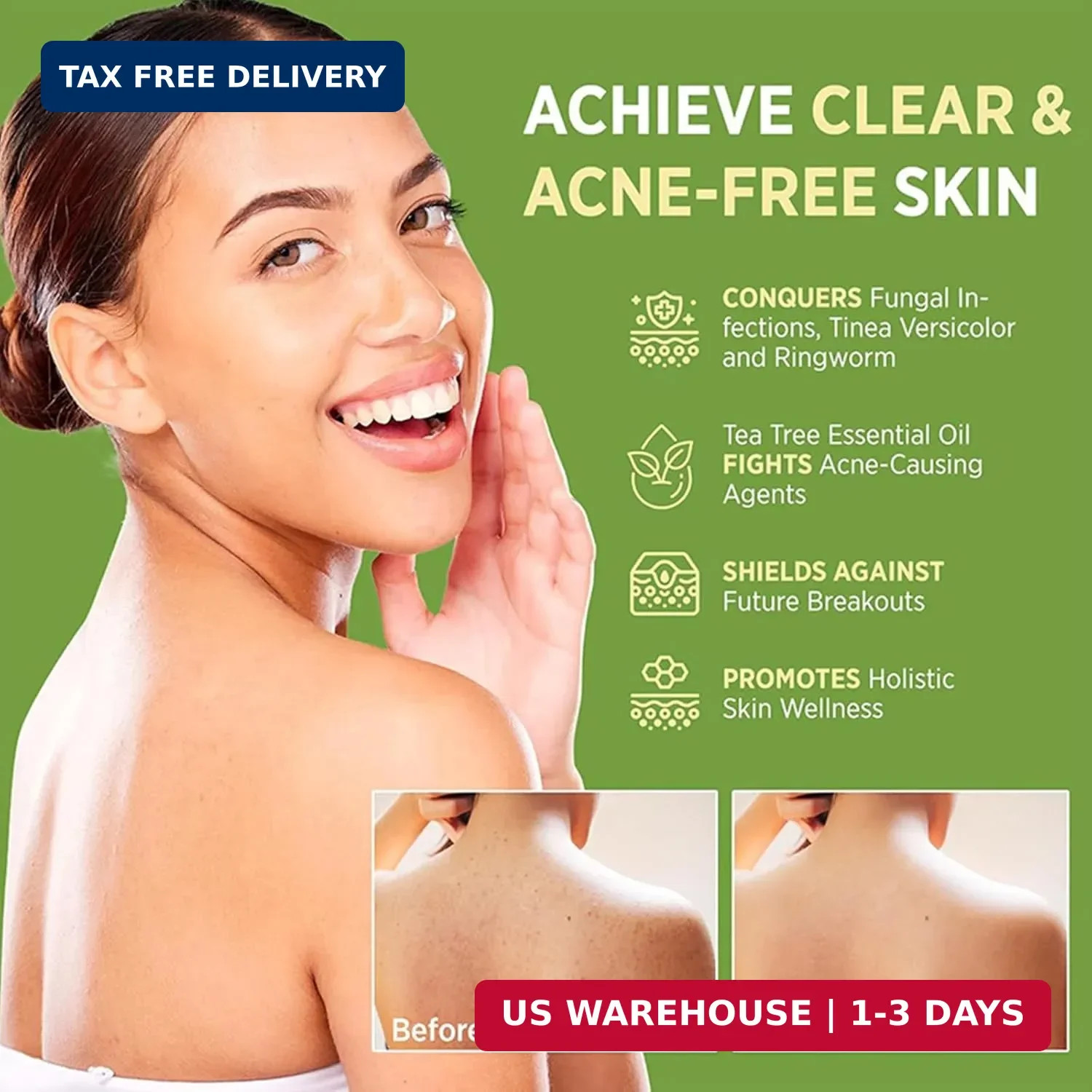Tea Tree Soap, Relief Soap Bar Infused with Tea Tree Oil, Natural Foot & Body So