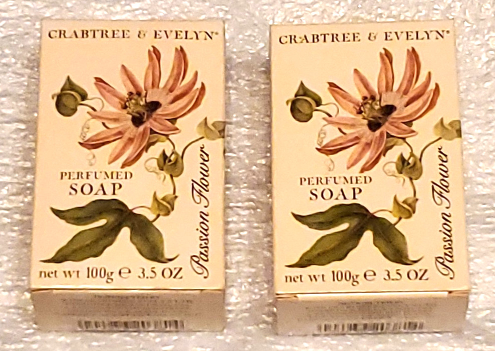 2 Bars..CRABTREE & EVELYN Passion Flower Perfumed Soap 3.5 oz.Bar NEW