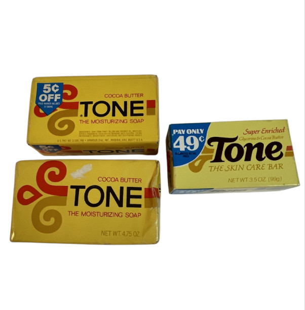 Vtg Tone with Cocoa Butter Moisturizing Skin Care Bar Soap 4.75oz 3.5 Oz Bundle