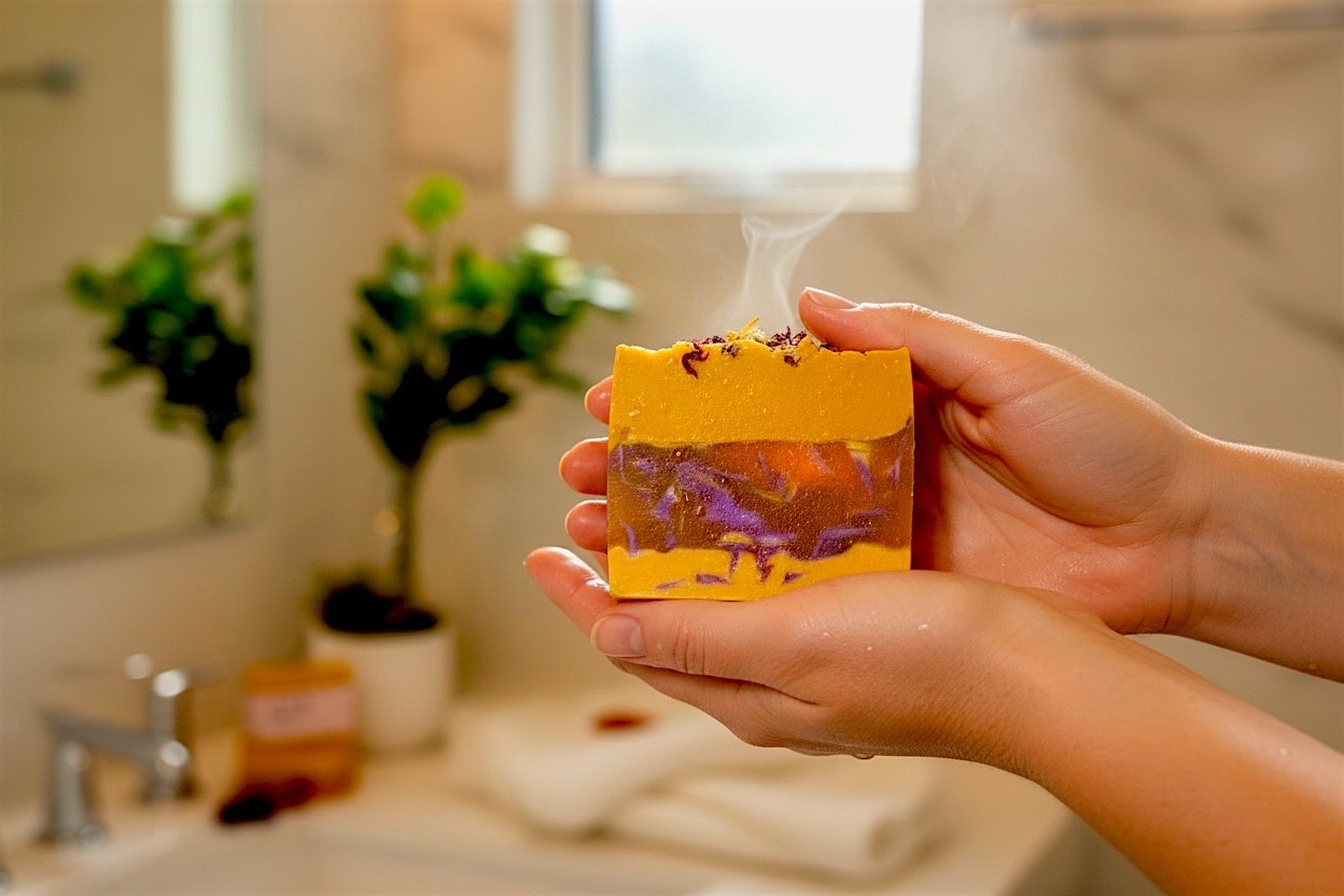 LumaLather Citrus Splash Handmade Soap Bar – Refreshing Moisturizing Bath Soap