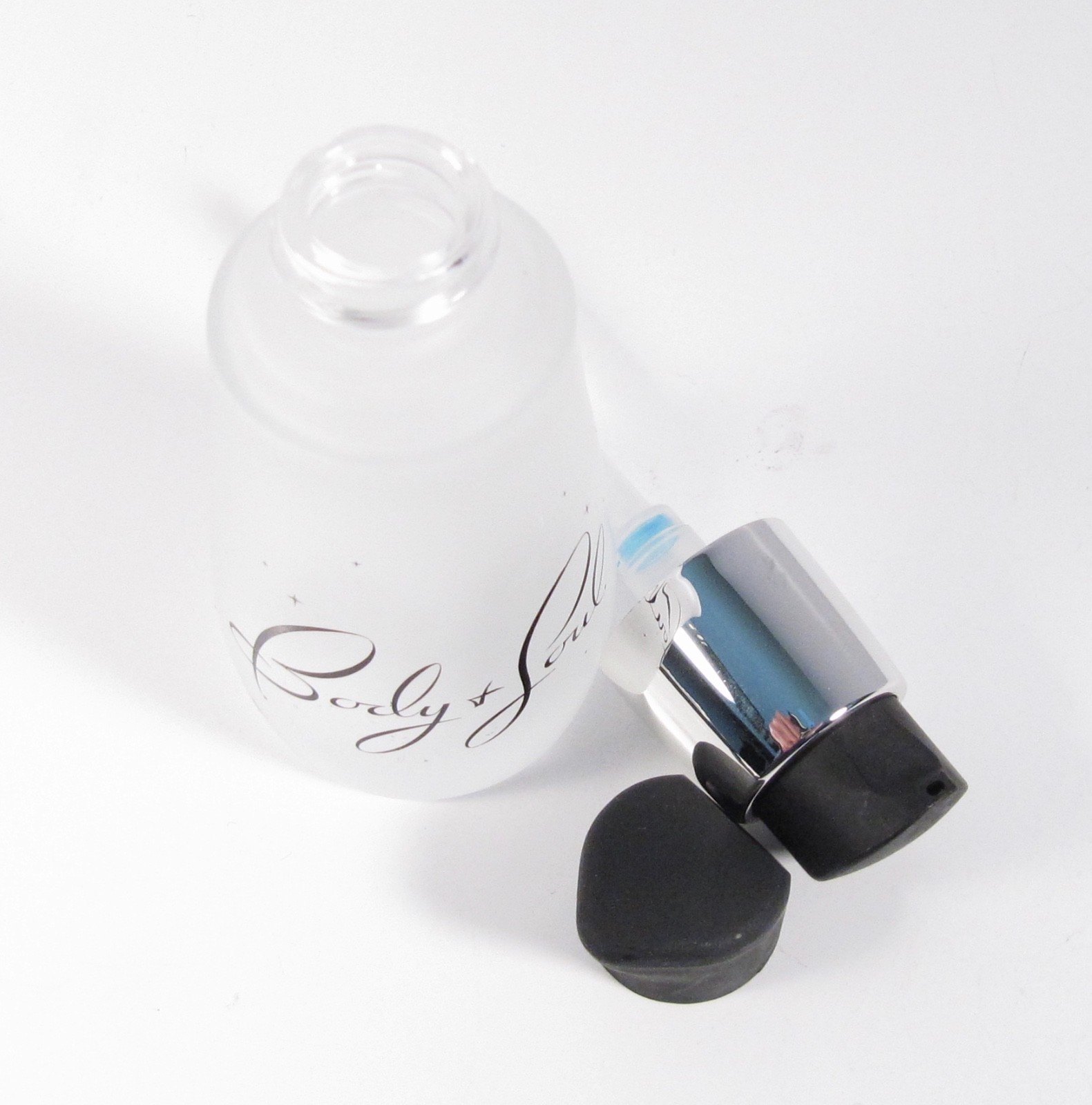 “BODY & SOUL” 30ml Frosted Glass Lotion Liquid Make Up Dispenser Unused 4″ Tall