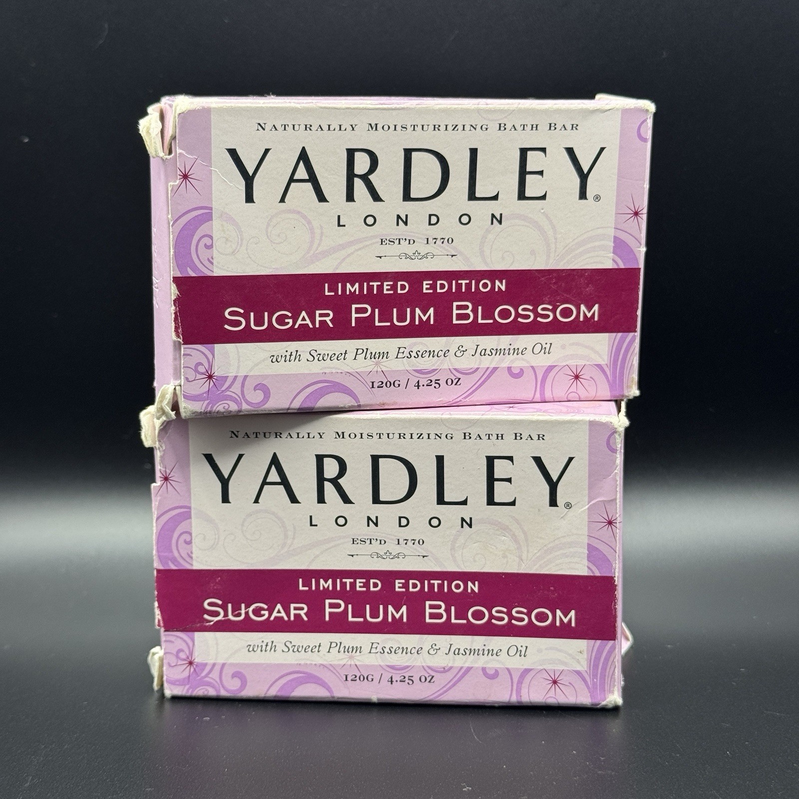 Yardley London Moisturizing Bath Bar Soap Limited LE Sugar Plum Blossom SET OF 2