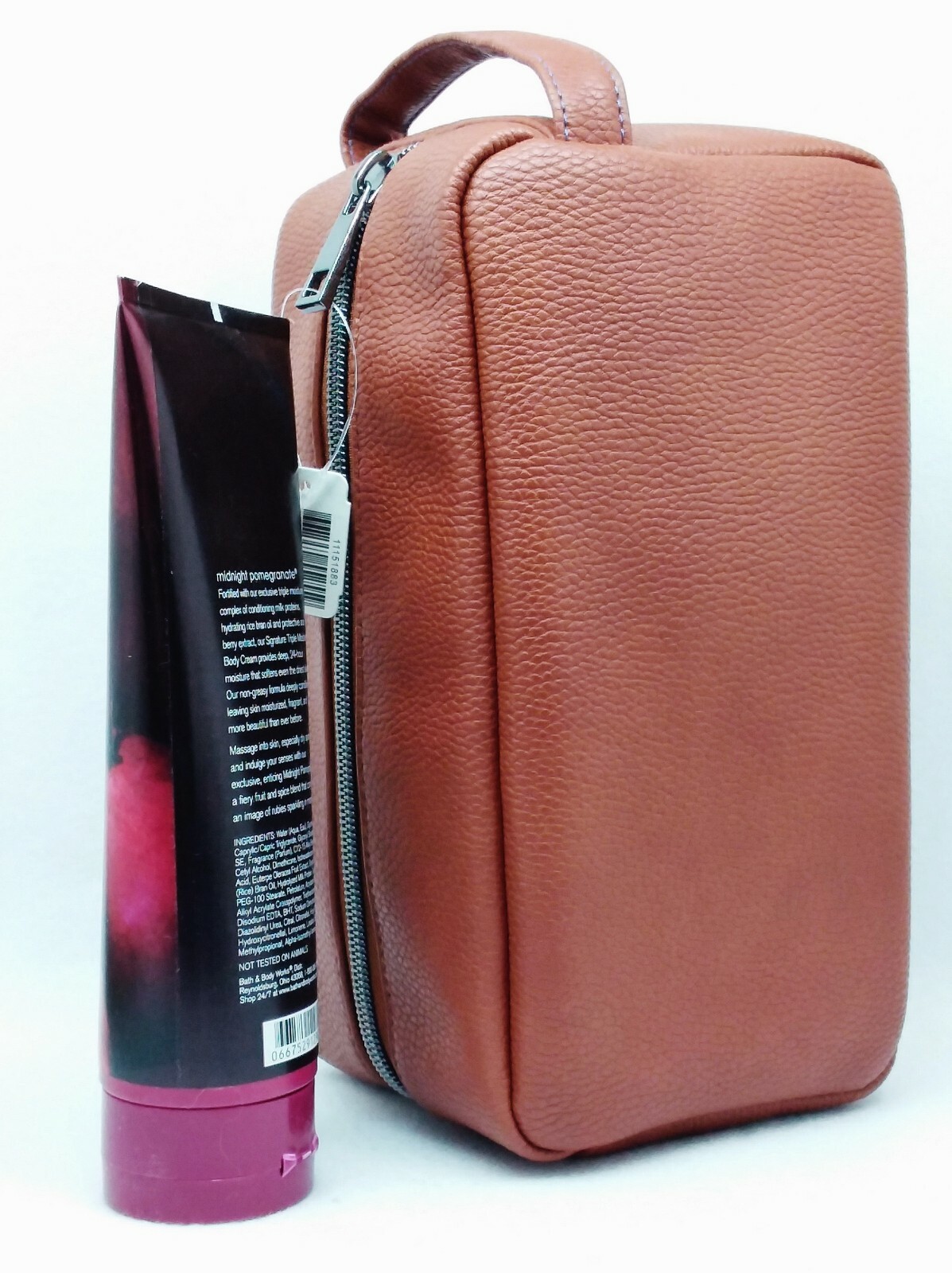 1 Bath & Body Works BROWN FAUX LEATHER Mens Travel Toiletry Bag Pouch Purse GIFT