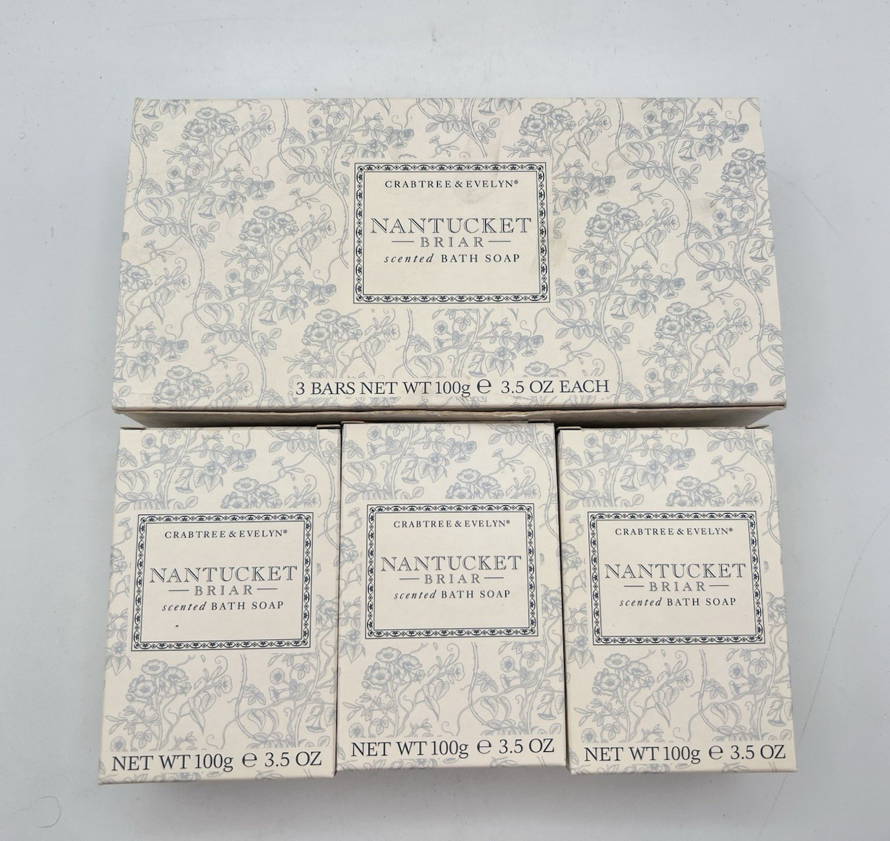 Crabtree Evelyn Nantucket Briar Scented Bath Soap – Set of 3 x 3.5oz Bars NOS