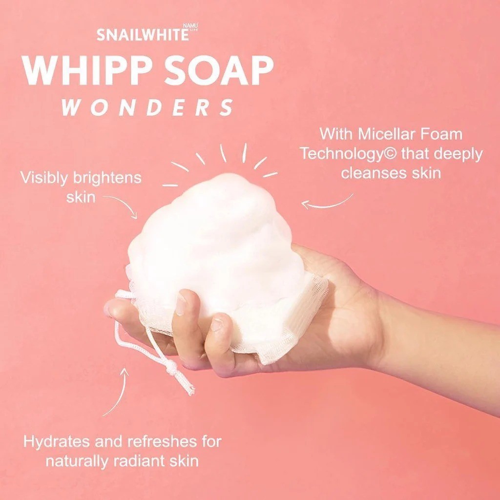 4x Snail White Whipp Soap Bar Foam with Delicate Softening White Namu Life 100g