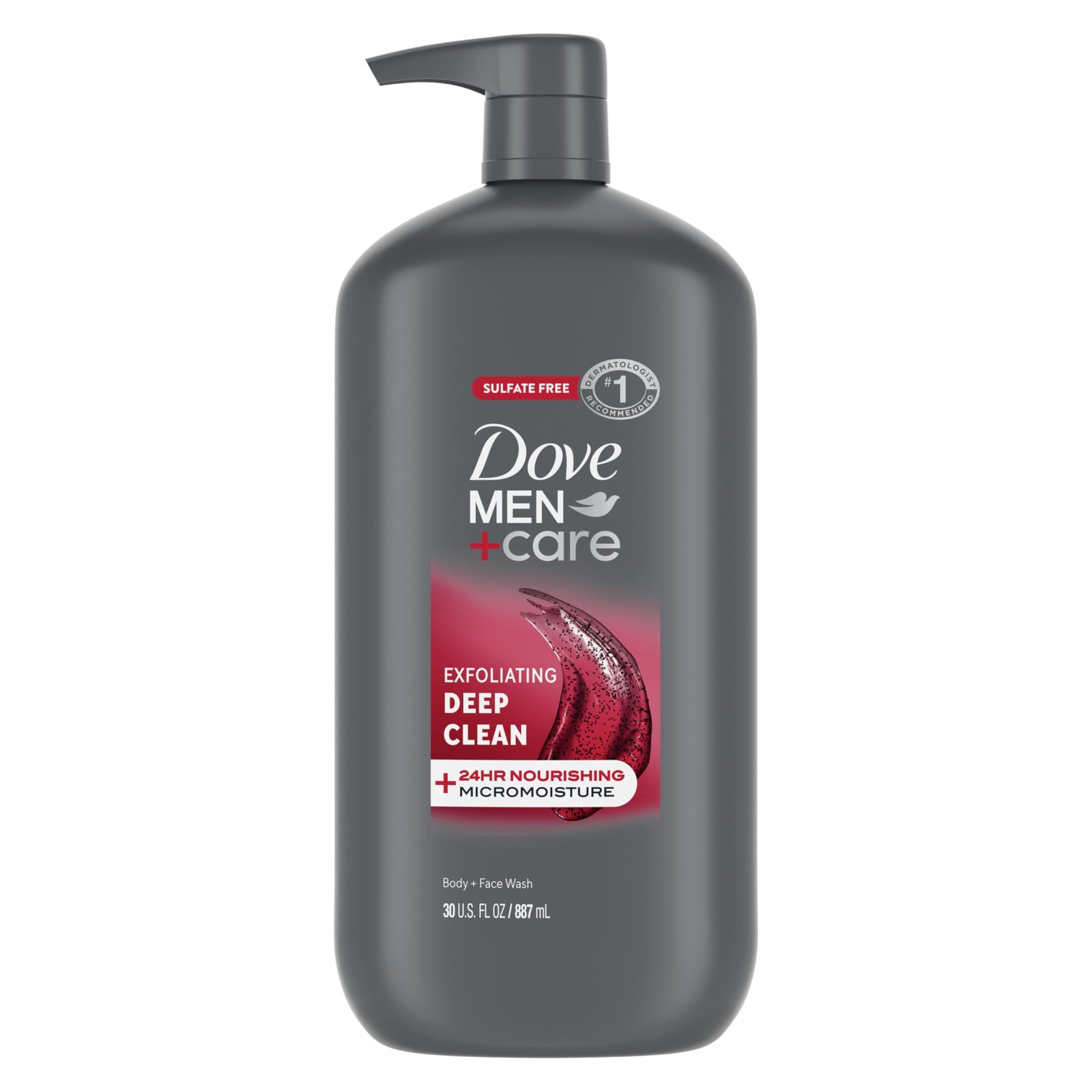 DOVE MEN + CARE Body and Face Wash Exfoliating 30 Fl Oz (Pack of 1), Black