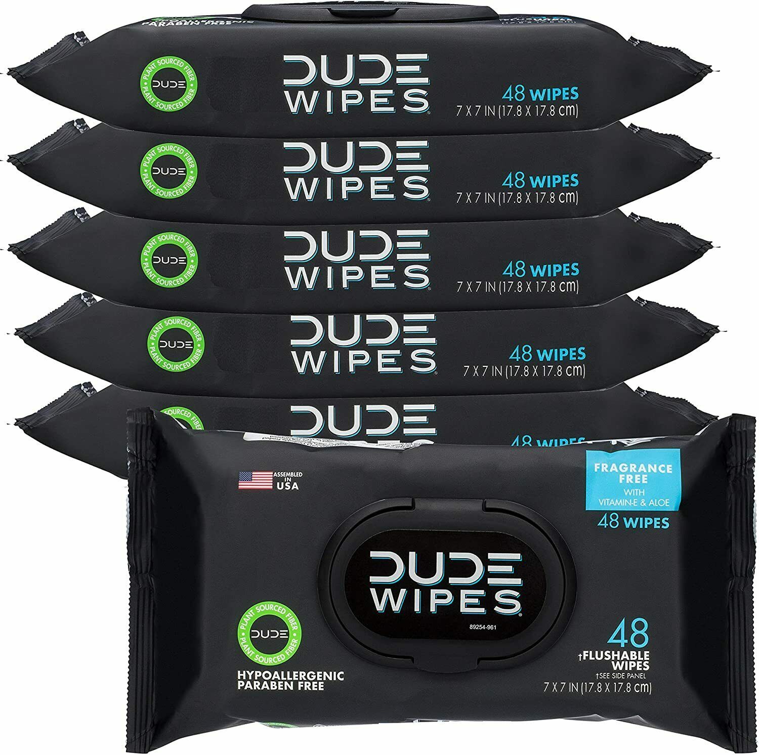 DUDE Wipes Flushable, Unscented (6 Packs, 288 Wipes) NEW EXPEDITED SHIPPING