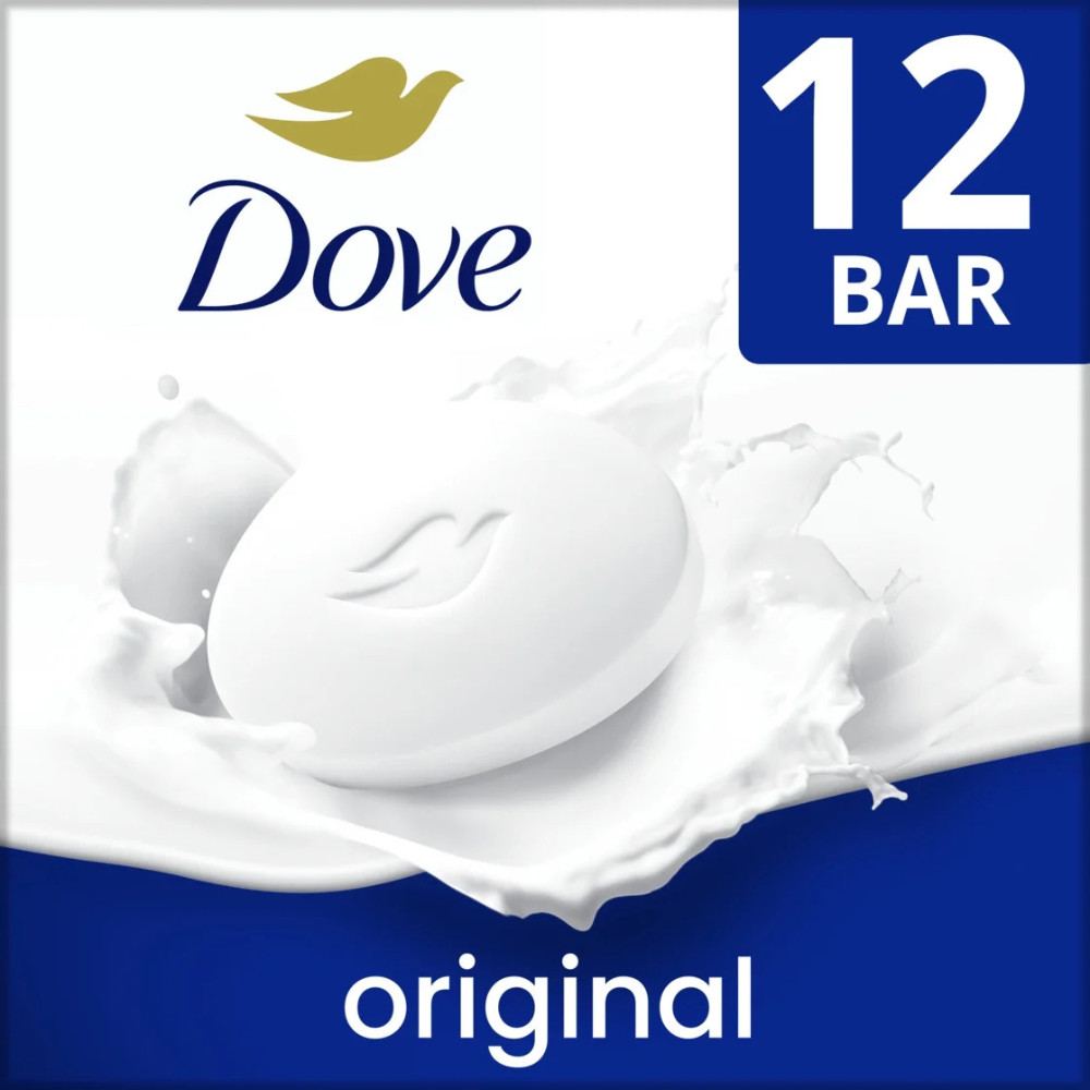 Dove Beauty Bar Women’s Bath Soap Original, 3.75 oz, 12 Bars, Phthalate-Free