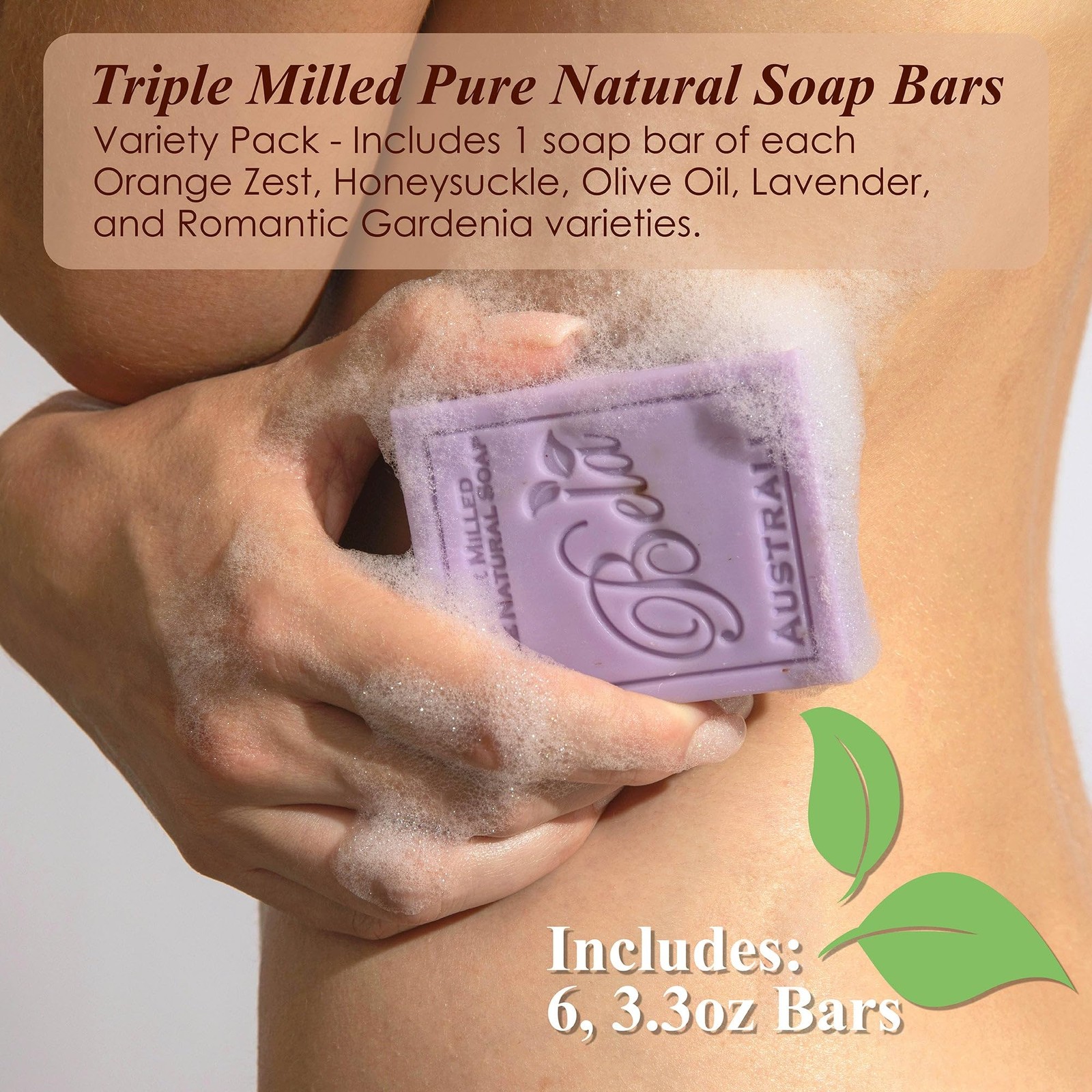 BELA French Triple Milled Soap Variety Pack 3.3 OZ 6 Bars Organic