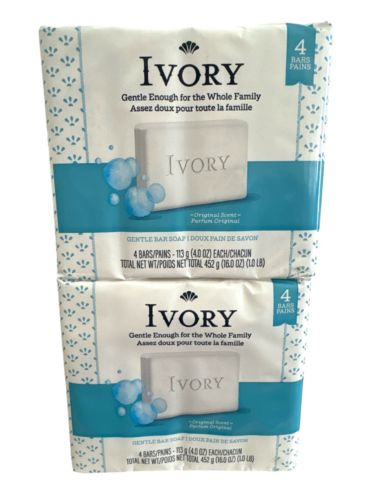 Ivory Original Scent Gentle Bar Soap 4 Bars Each New 2 Pack