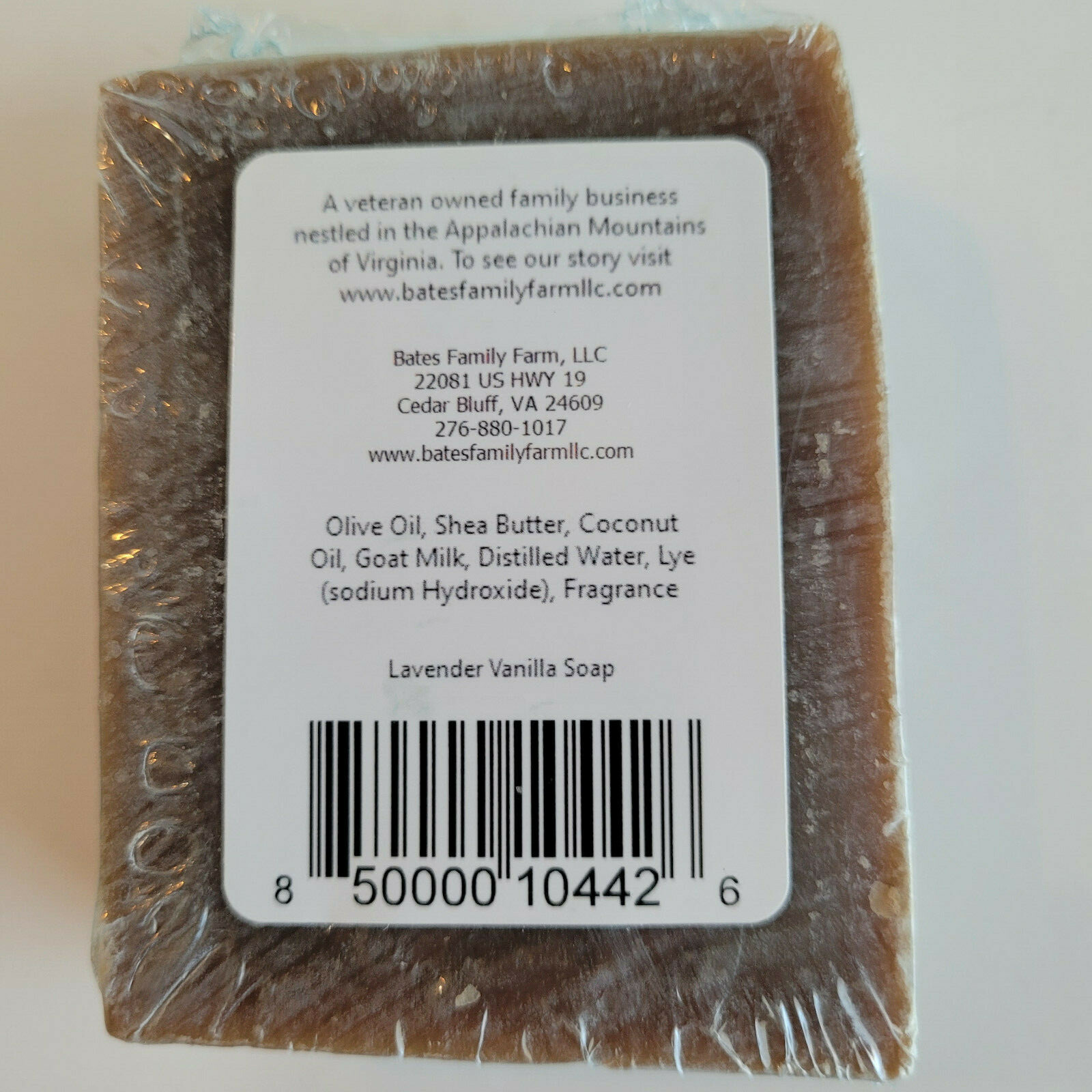 Bates Family Farm Lavender Vanilla Fat and Lye Soap Goat Milk Olive Oil Natural