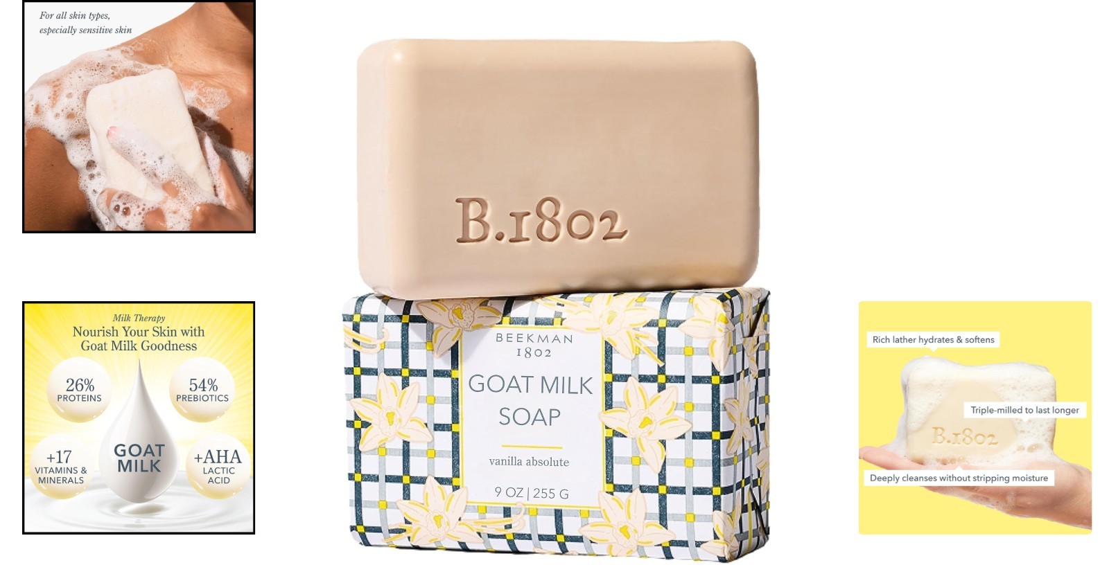 Luxurious Goat Milk Soap Bar, Vanilla Absolute 9 oz | Moisturizing & Soothing
