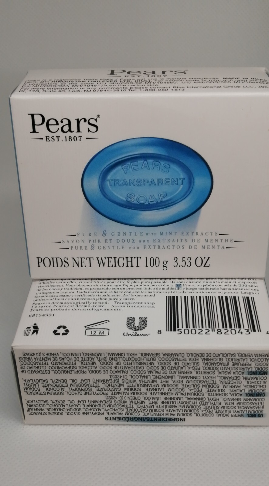 Pack of 2 Pears Transparent Soap Blue 100 g 3.53 Oz!