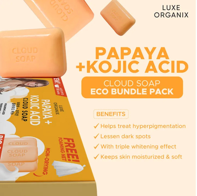 Luxe Organix Papaya + Kojic Acid Cloud Soap 3 x 80g