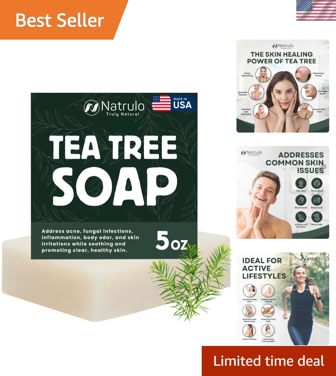 Revitalizing Skin Care with Tea Tree Soap Bar – Helps Prevent Breakouts – 5 Oz