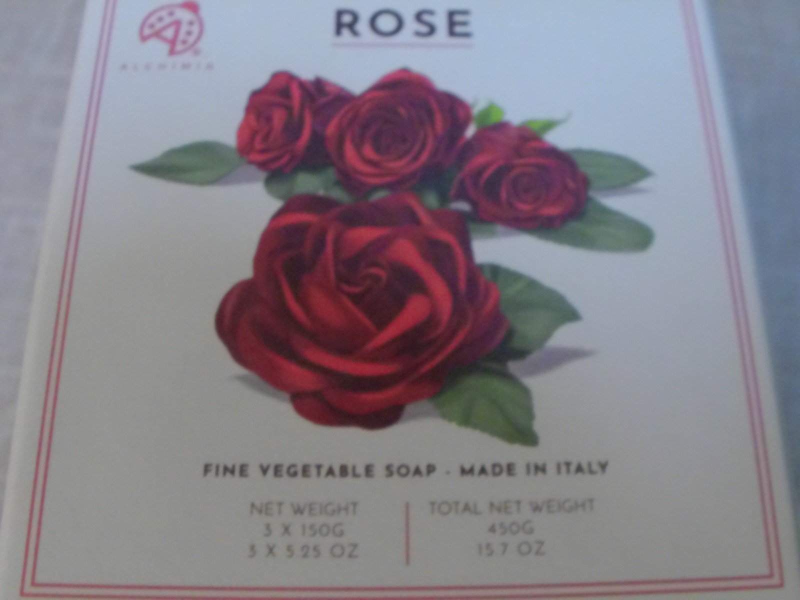 ROSE SOAP- SET OF 3 – ALCHIMIA FINE VEGETABLE SOAP MADE IN ITALY NIB – HEALTH