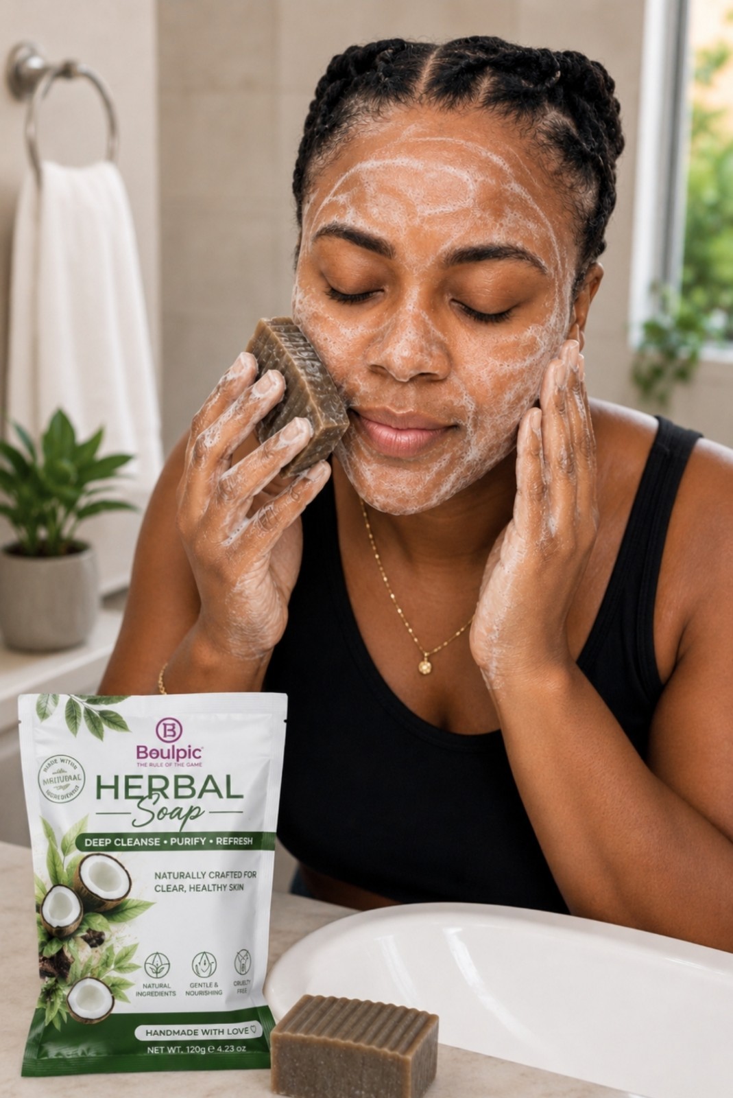 3 Handmade Moringa and Neem Herbal Soap – 126 g