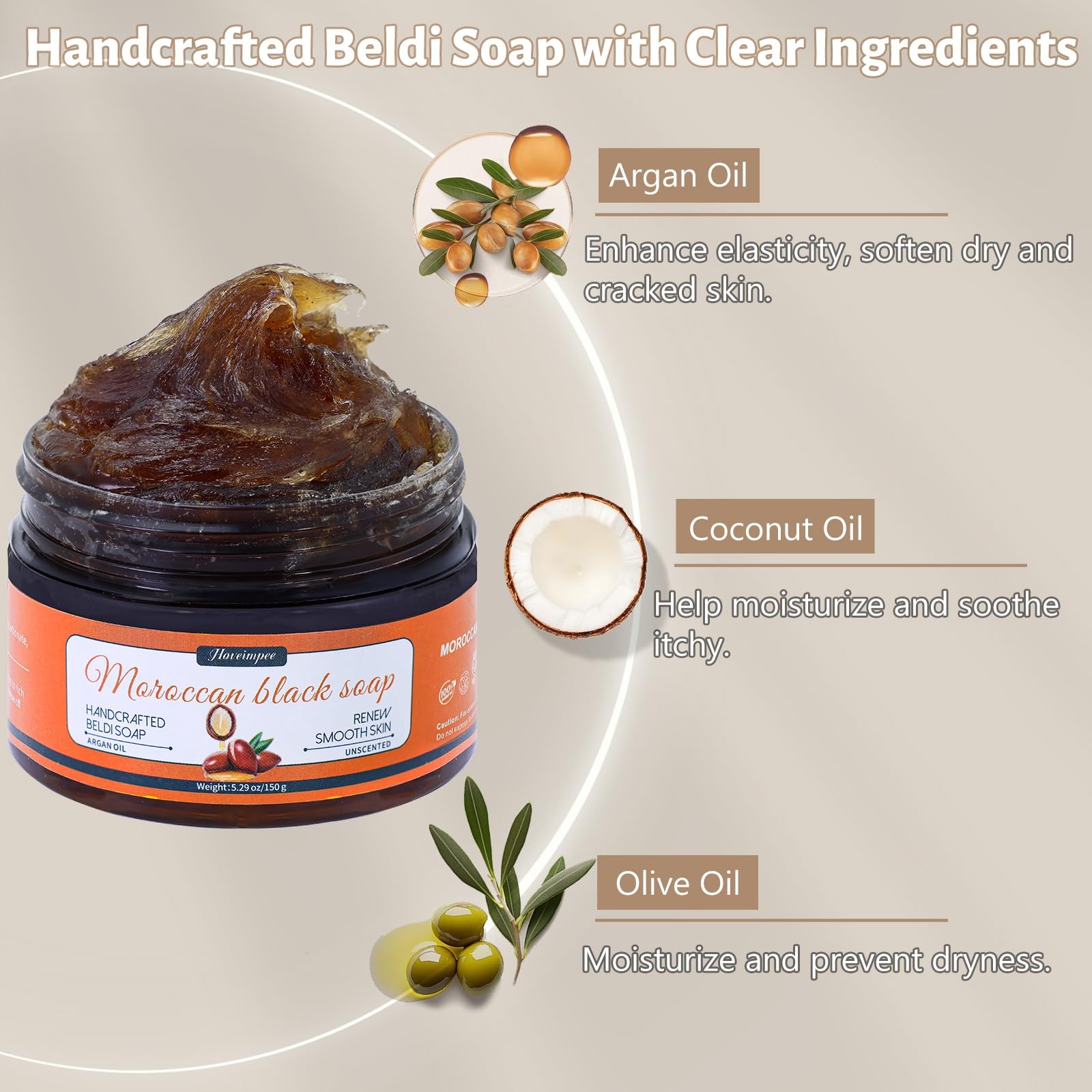 2 Pack Organic Moroccan Black Soap Soften Skin, Moisturizing Beldi Soap 5.29 oz