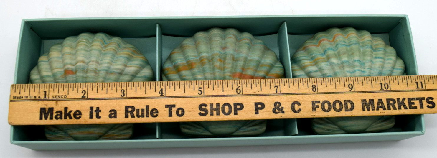Vintage Box of 3 Large Green SEASHELL SOAPS By Ben Rickert NIB