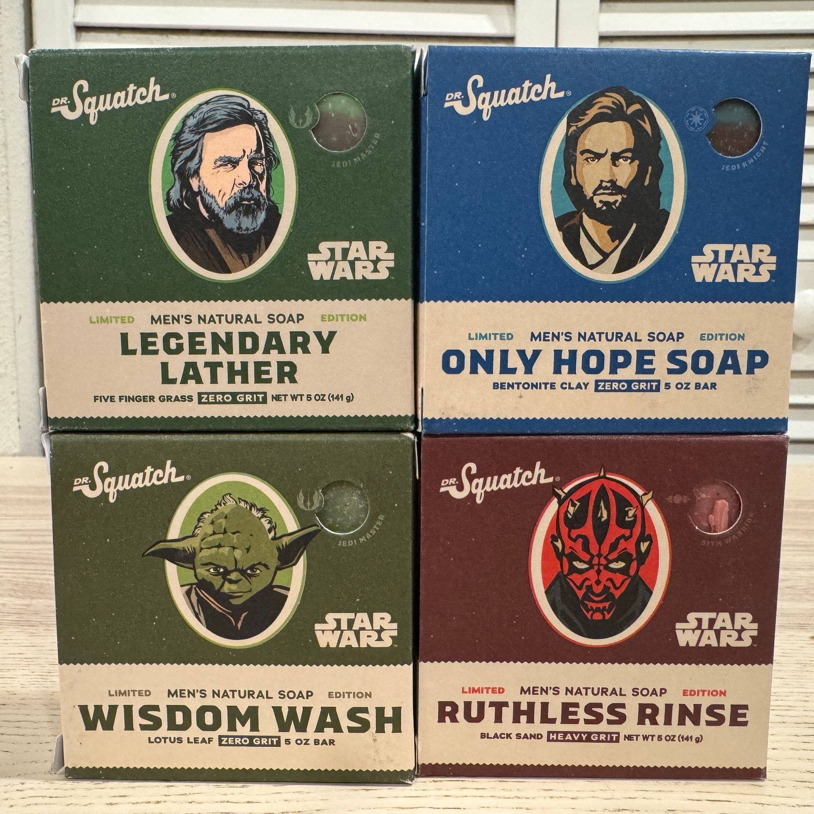 Dr Squatch Star Wars Bundle Soap Limited Edition 4 Pack Lot Yoda, Luke, Darth