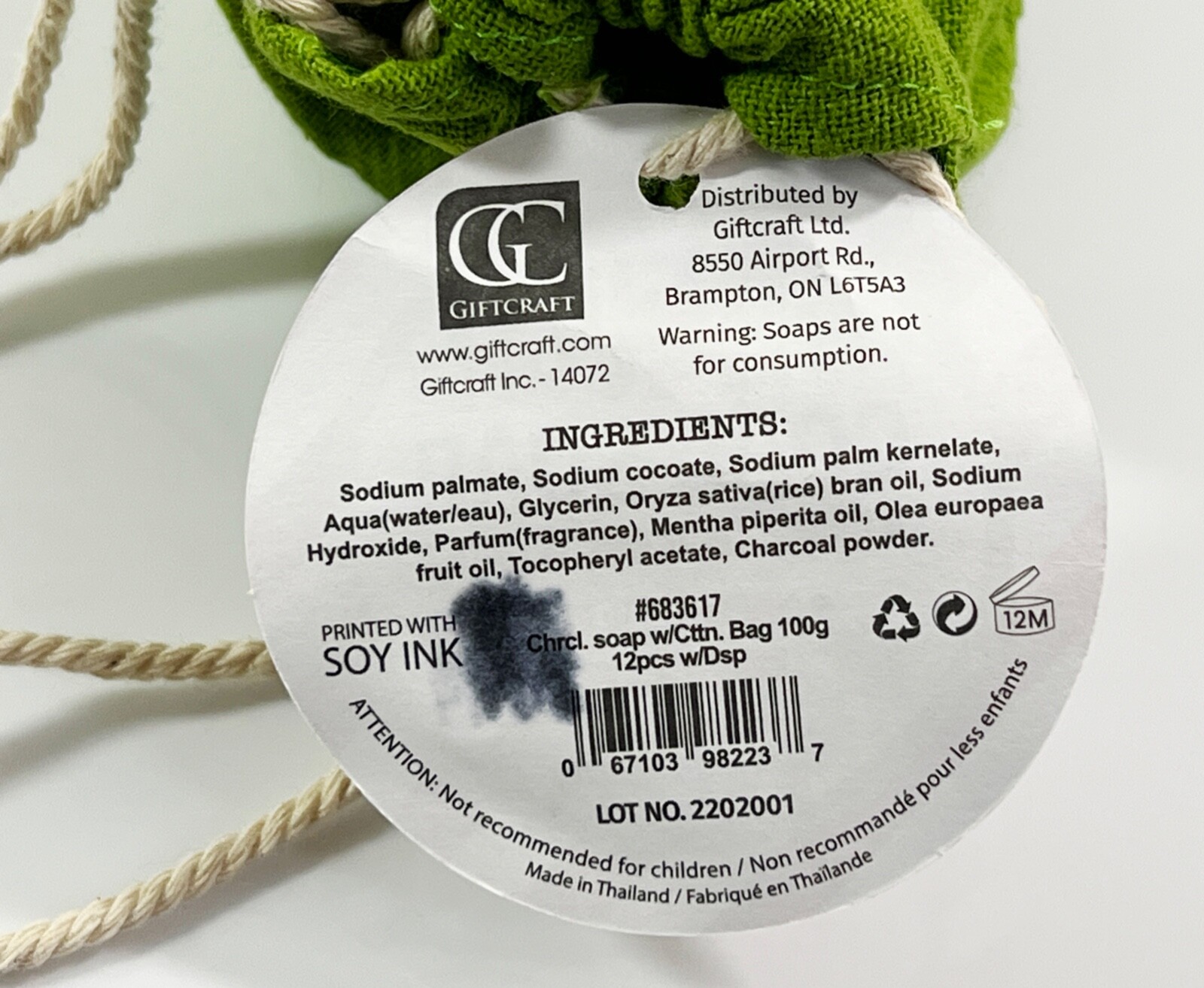 GiftCraft Grouch Bag of Coal Activated Charcoal Soap Gag Gift (NEW)