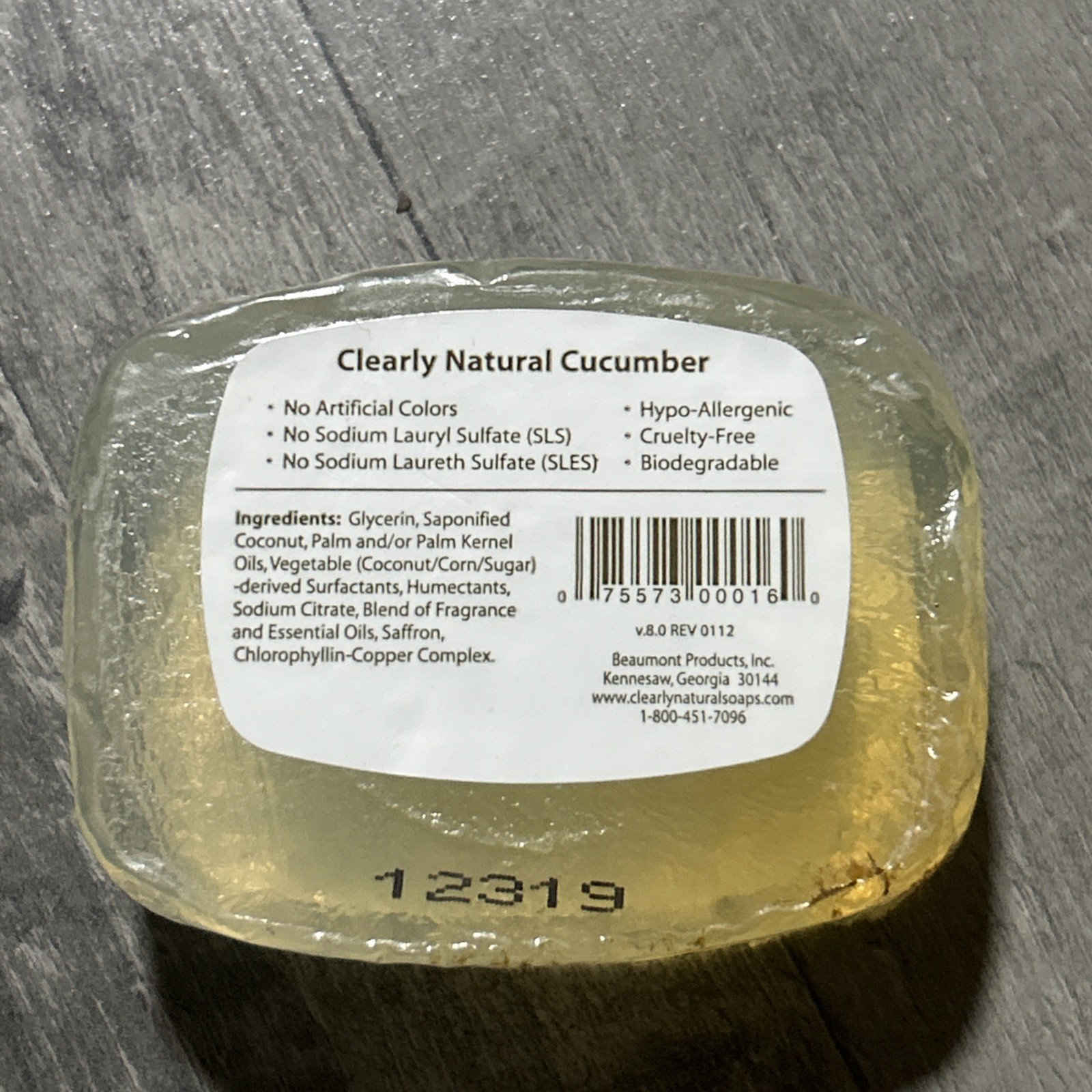 Clearly Natural Soap Bar Glyc Cucumber 4oz New Sealed W4