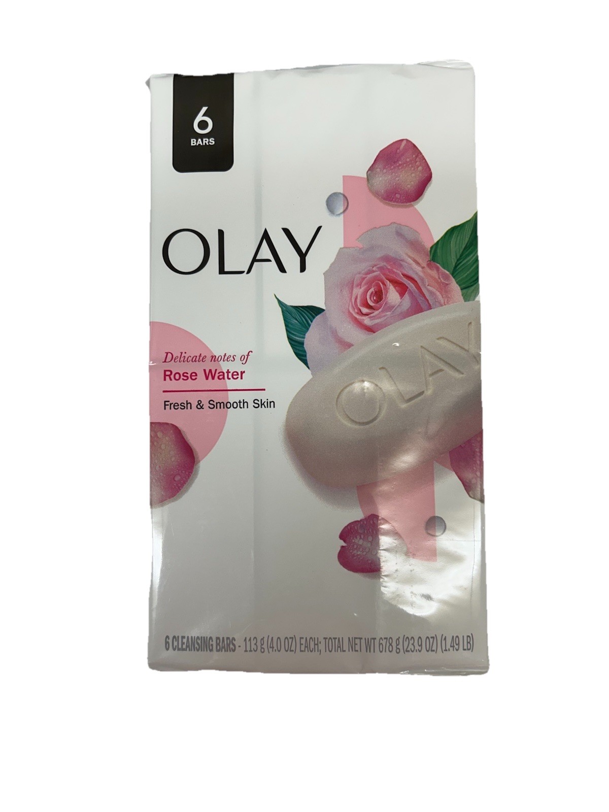 Olay Delicate Notes Of Rose Water Fresh & Smooth Cleansing Soap – 6 Bars (4oz)
