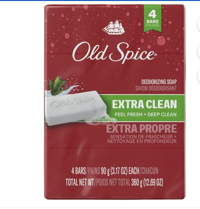 Old Spice Deodorizing Bar Soap Extra Clean Fresh & Deep Clean 3.17 oz 4 Bars