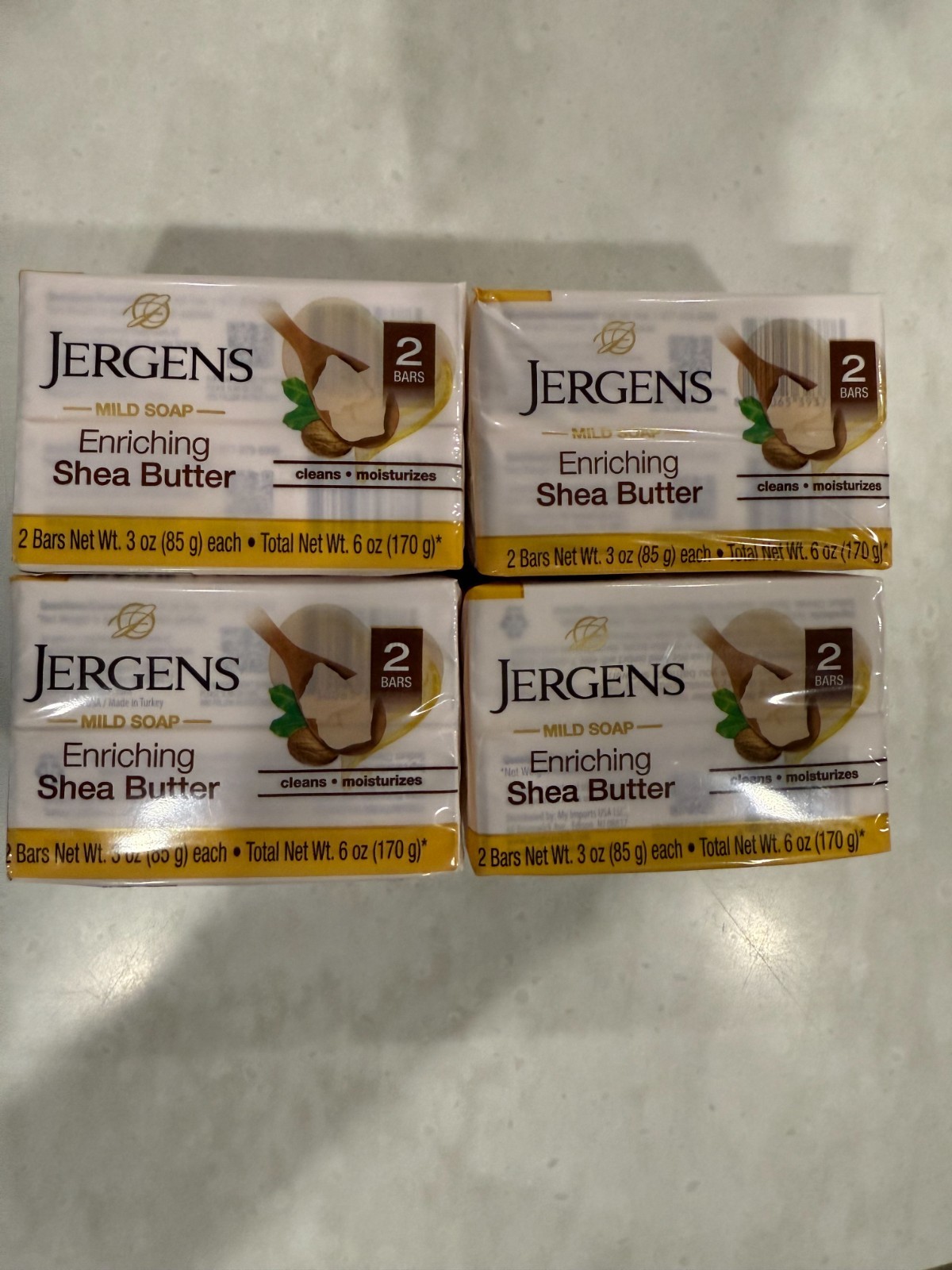 Jergens Shea Butter Mild Soap Enriching – 8 Bars (4x 2 Pack) – 3 Oz Each