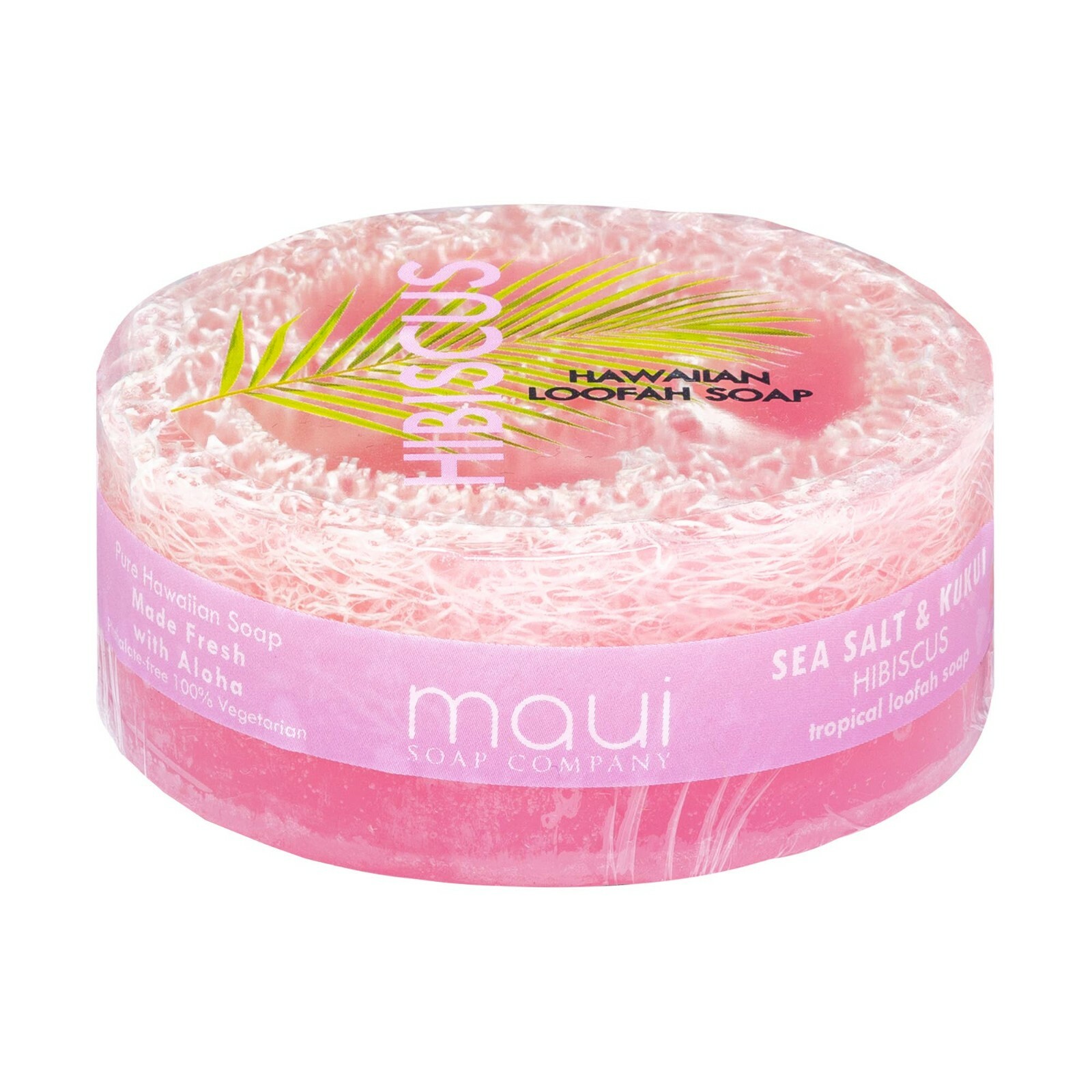 Maui Soap Co Loofah Soap – Hibiscus with Sea Salt & Kukui Oil