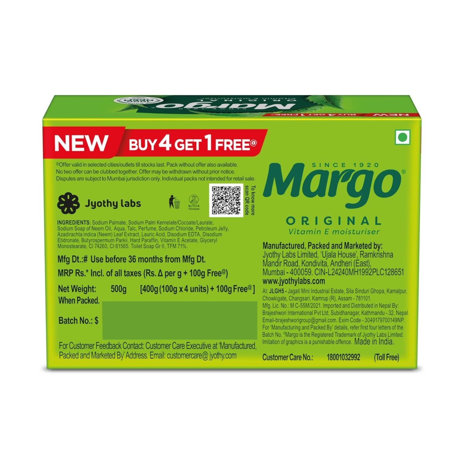 Margo Neem Bath Soap 100g x5 | Bathing Bar | Free Shipping