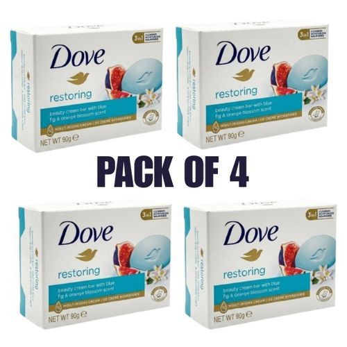 4x Dove Soap Bar Restore Blue Fig & Orange Blossom Moisturizing Cream 90g
